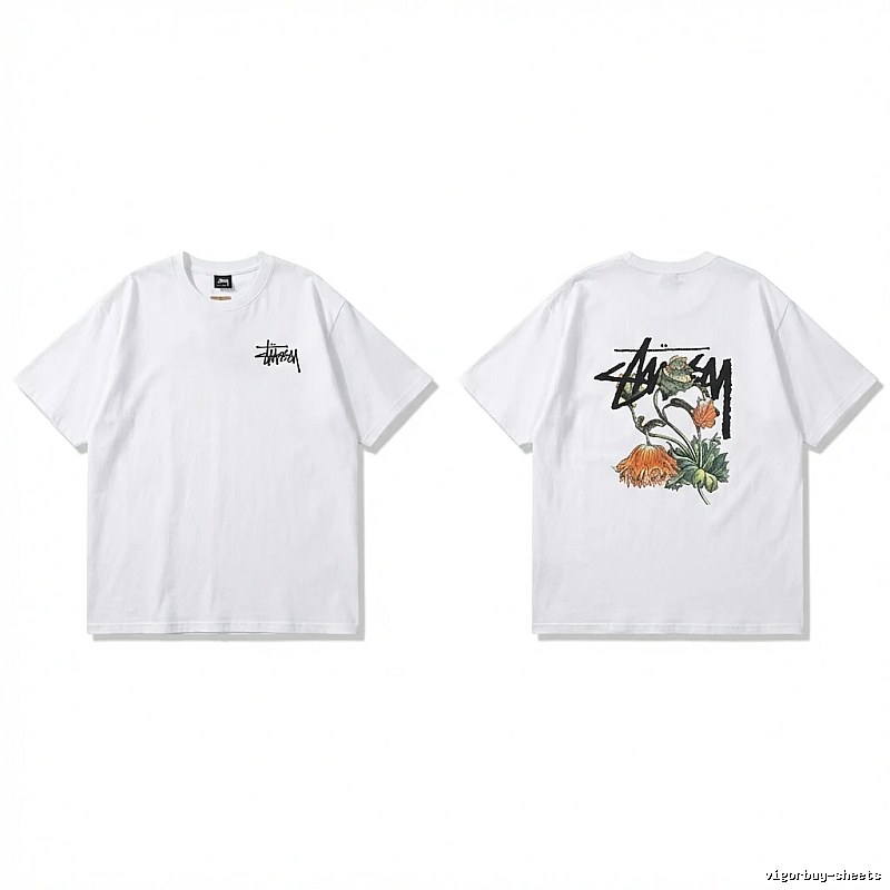 Stussy Floral Print White T-shirt