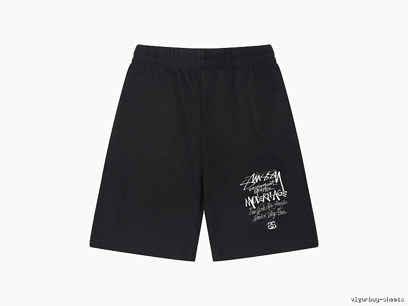 Stussy graffiti-style black shorts
