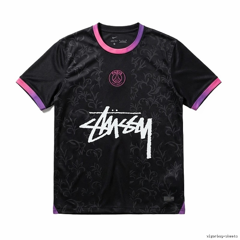 Stussy Paris Co-branded Style Black T-shirt