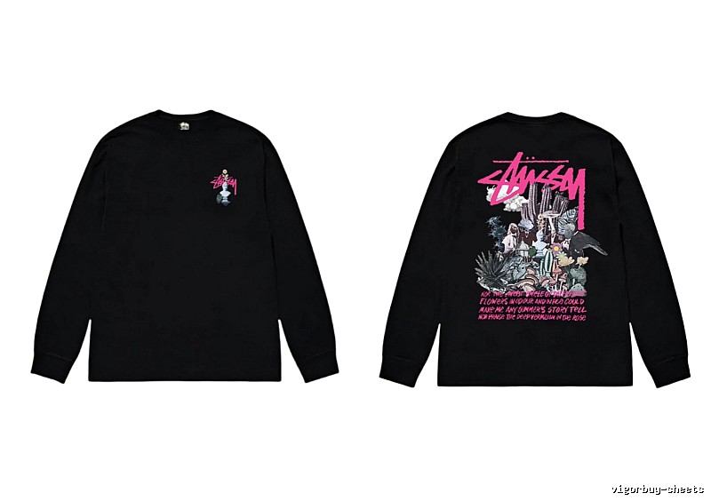 Stussy-printed trendy black T-shirt