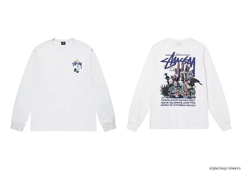 Stussy printed trendy white long-sleeve