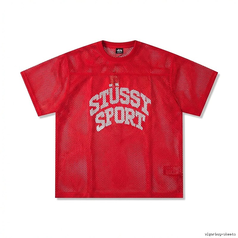Stussy Sport series red trendy short-sleeved shirt.