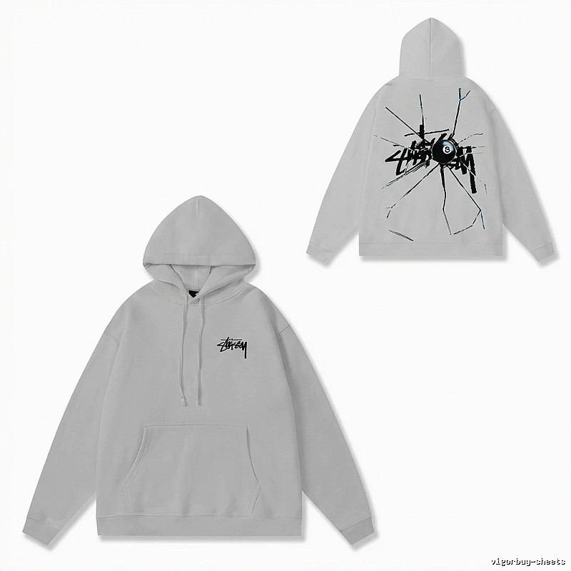 Stussy trendy and cool light gray hoodie