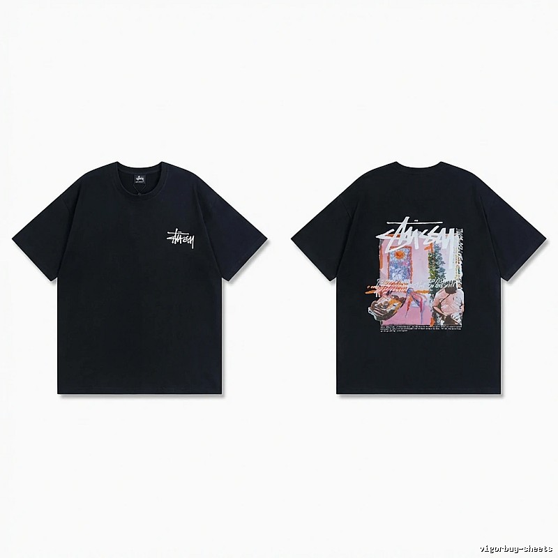 Stussy trendy style black T-shirt