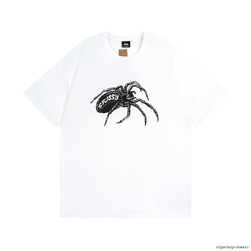 Stussy White Spider Graphic T-Shirt Daily Styling Logo