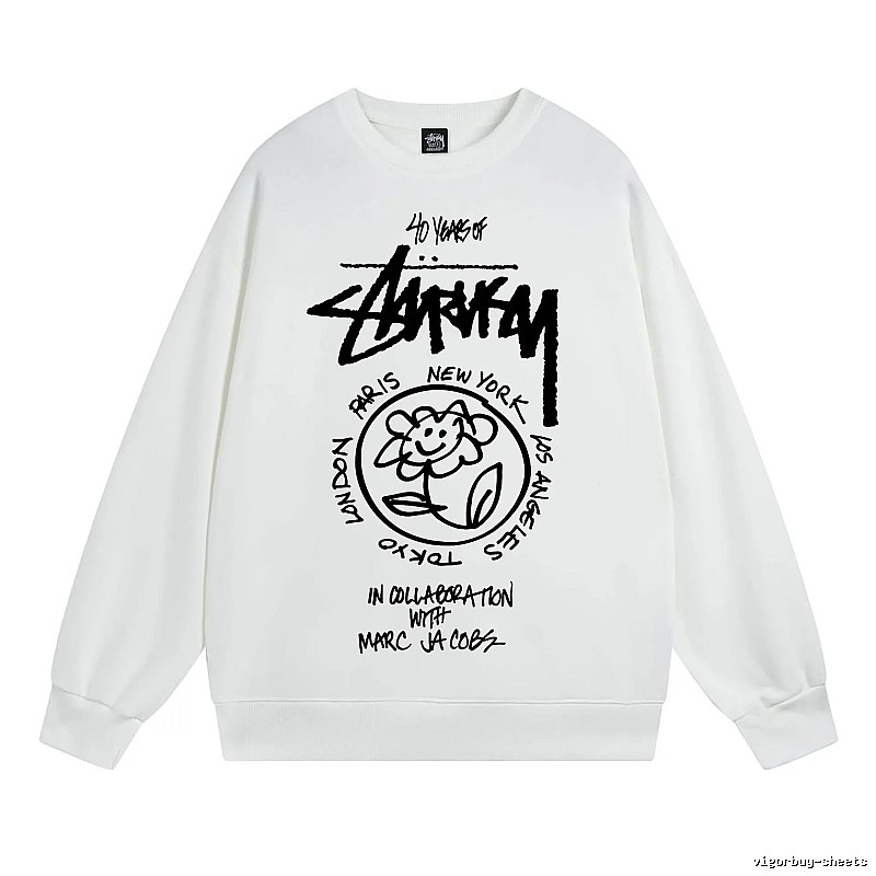Stussy White Style 539 Graphic SweatShirt Airport Outfit