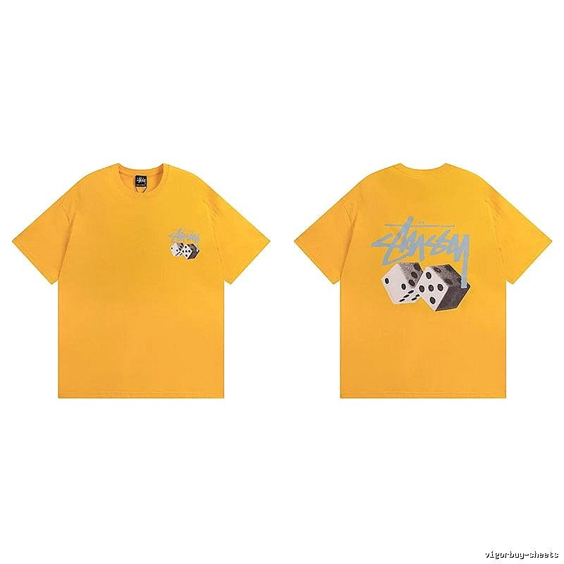 Stussy Yellow Spider Graphic T-Shirt Summer Styling Logo