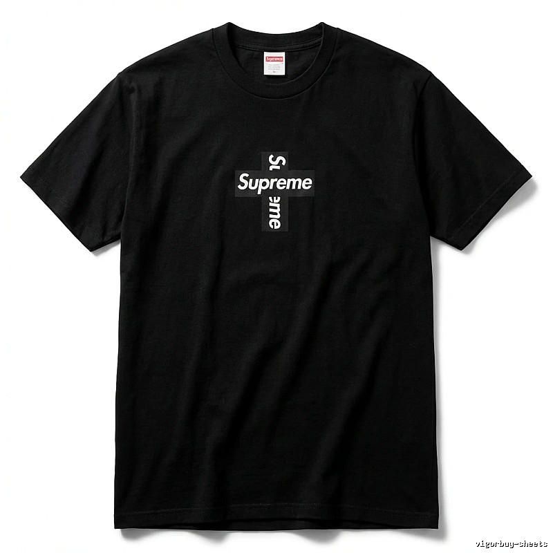 Supreme Cross Trendy brand Black T-shirt