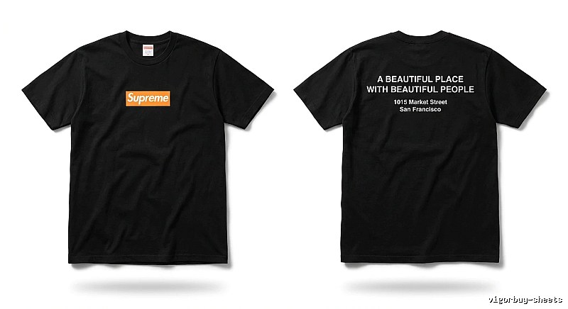 Supreme orange printed trendy and cool short-sleeved shirt