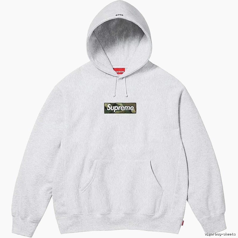 Supreme Patterned Logo hoodie Gray Red Oversized with Polished Detail