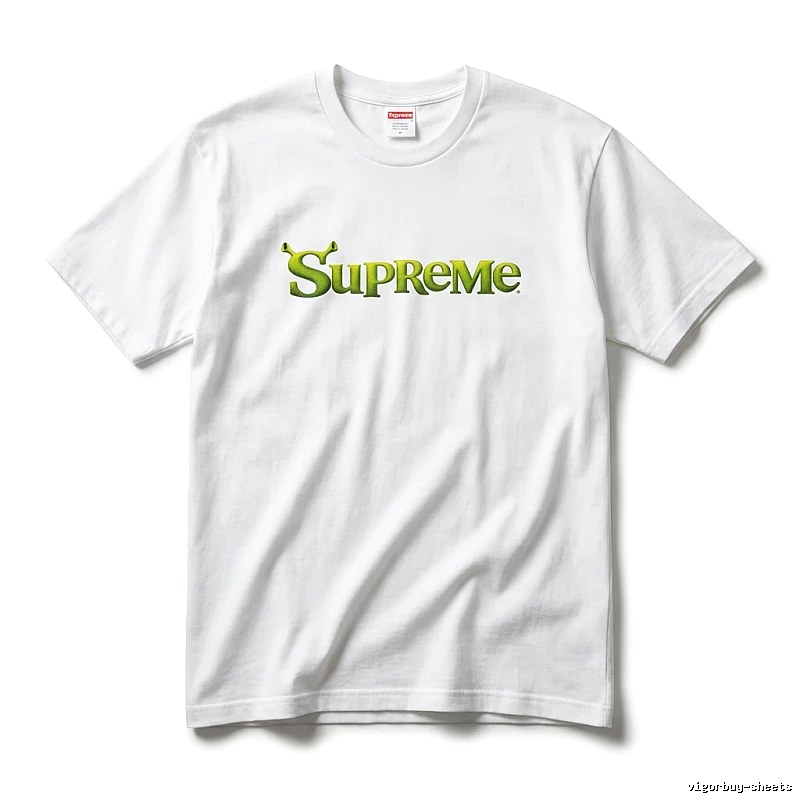 Supreme-printed trendy and cool white T-shirt