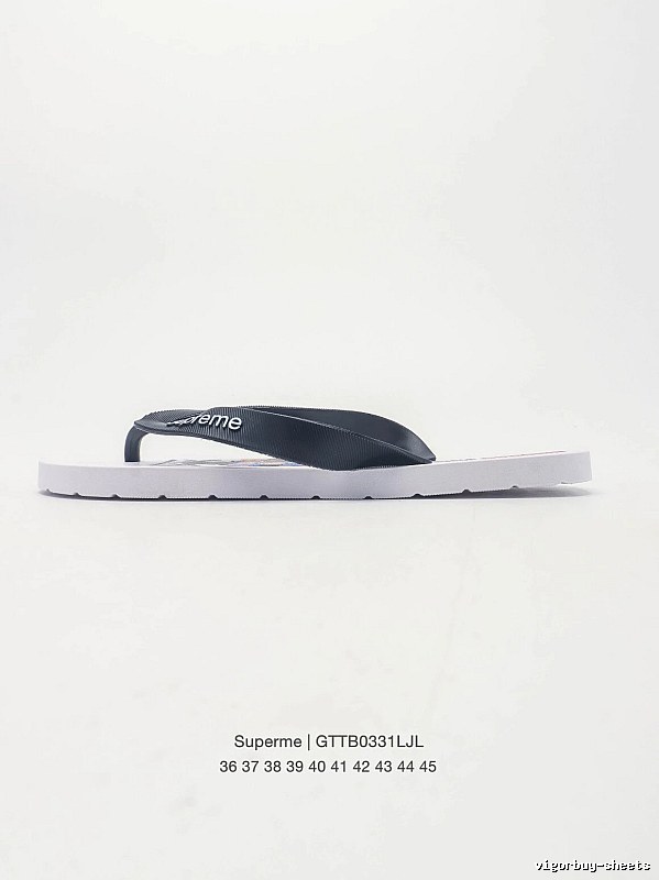 Supreme Street Fashion Black and White Flip-Flops