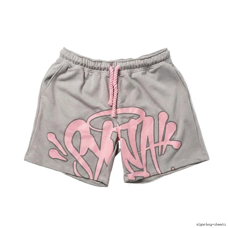 SynaWorld graffiti-style gray shorts