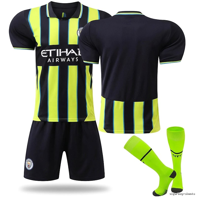 The Manchester City MCFC sporty yellow and black jersey.