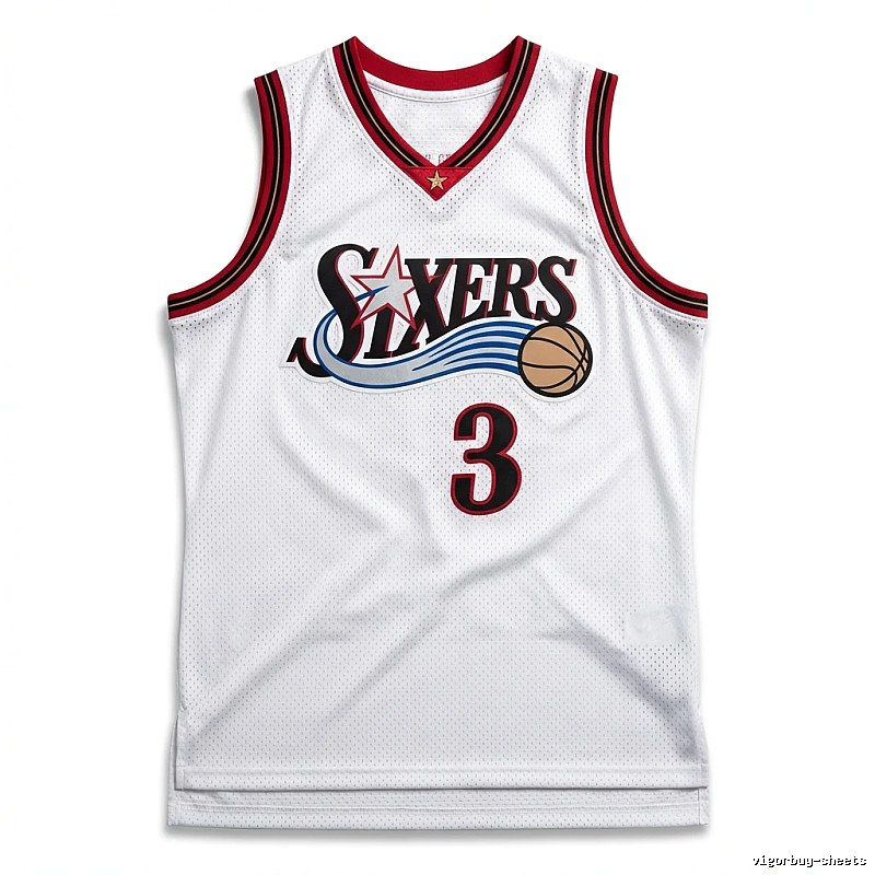 The white basketball uniform of Allen Iverson of the Philadelphia 76ers.