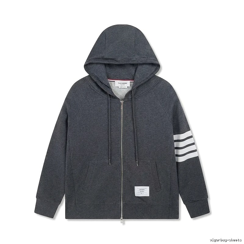 Thom Browne striped style dark gray sweatshirt