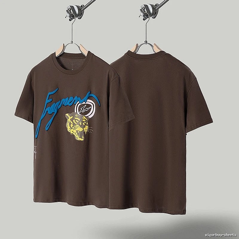 Travis Scott Co-branded Street-style Brown Short-sleeve T-Shirt