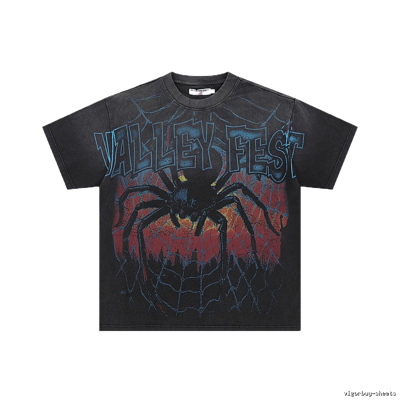Valley Fest Spider Vintage Distressed Black T-Shirt