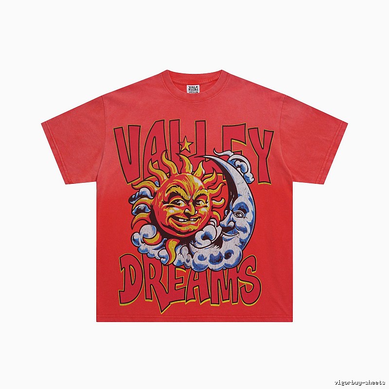 Valley Sun & Moon Vintage Red Short-sleeve T-shirt