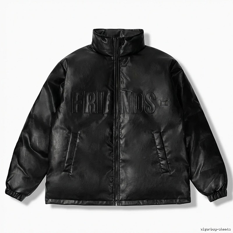 Vlone black trendy and cool style cotton-padded jacket