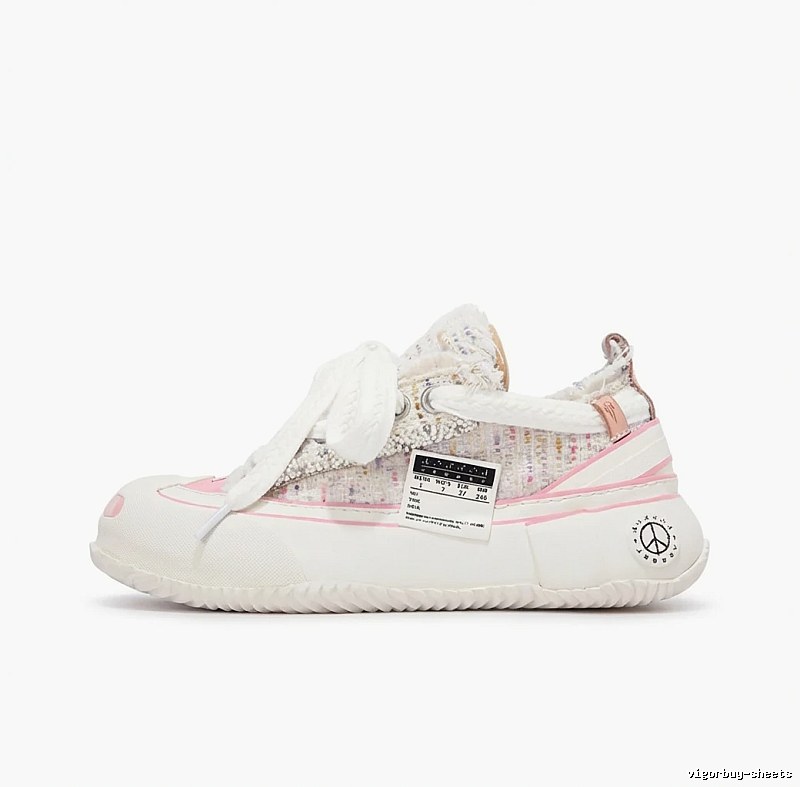 Xvessel Tweed Pink and White Sneakers