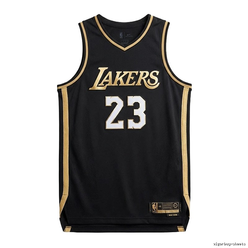 LBJ Lakers black and gold basketball uniform