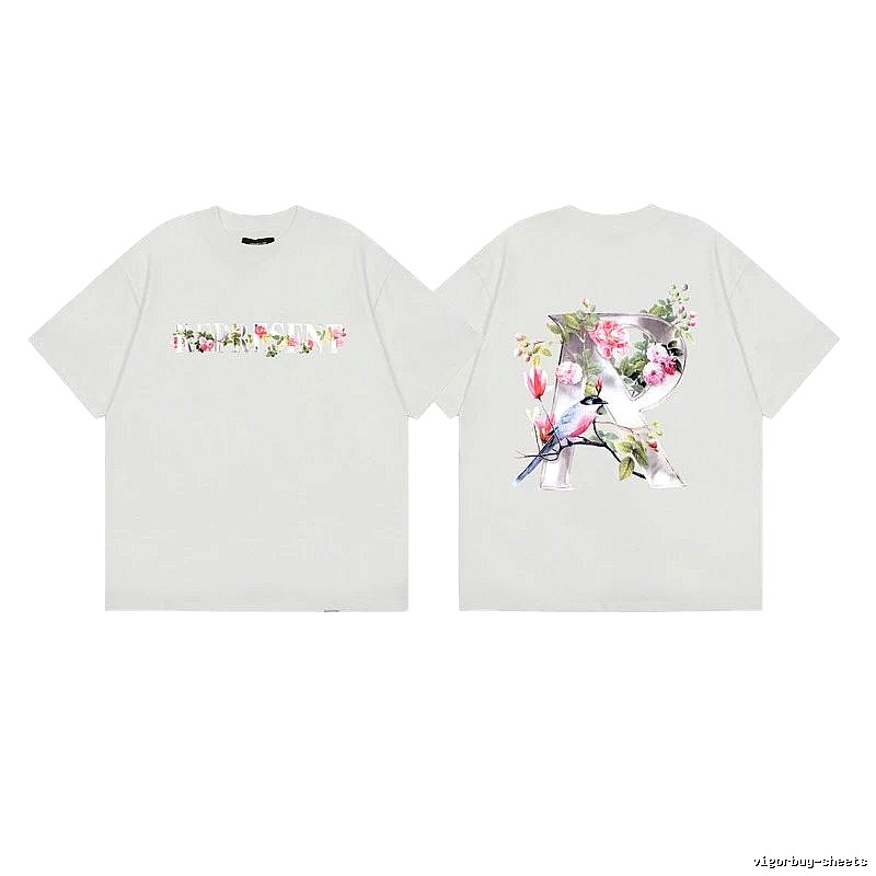 Represent Floral Retro Style Light Grey Short Sleeve T-Shirt